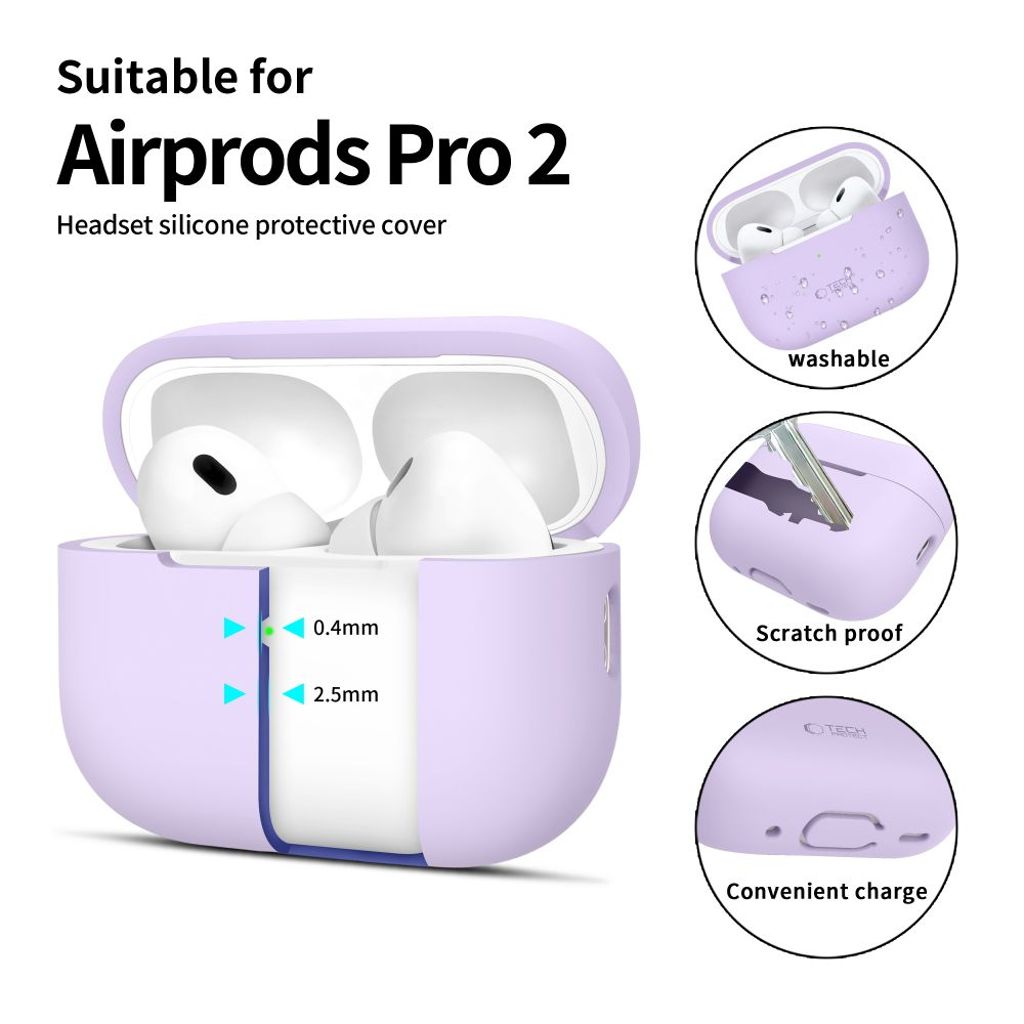 Tech-Protect Silicone Case for AirPods Pro 1 / 2 - Purple