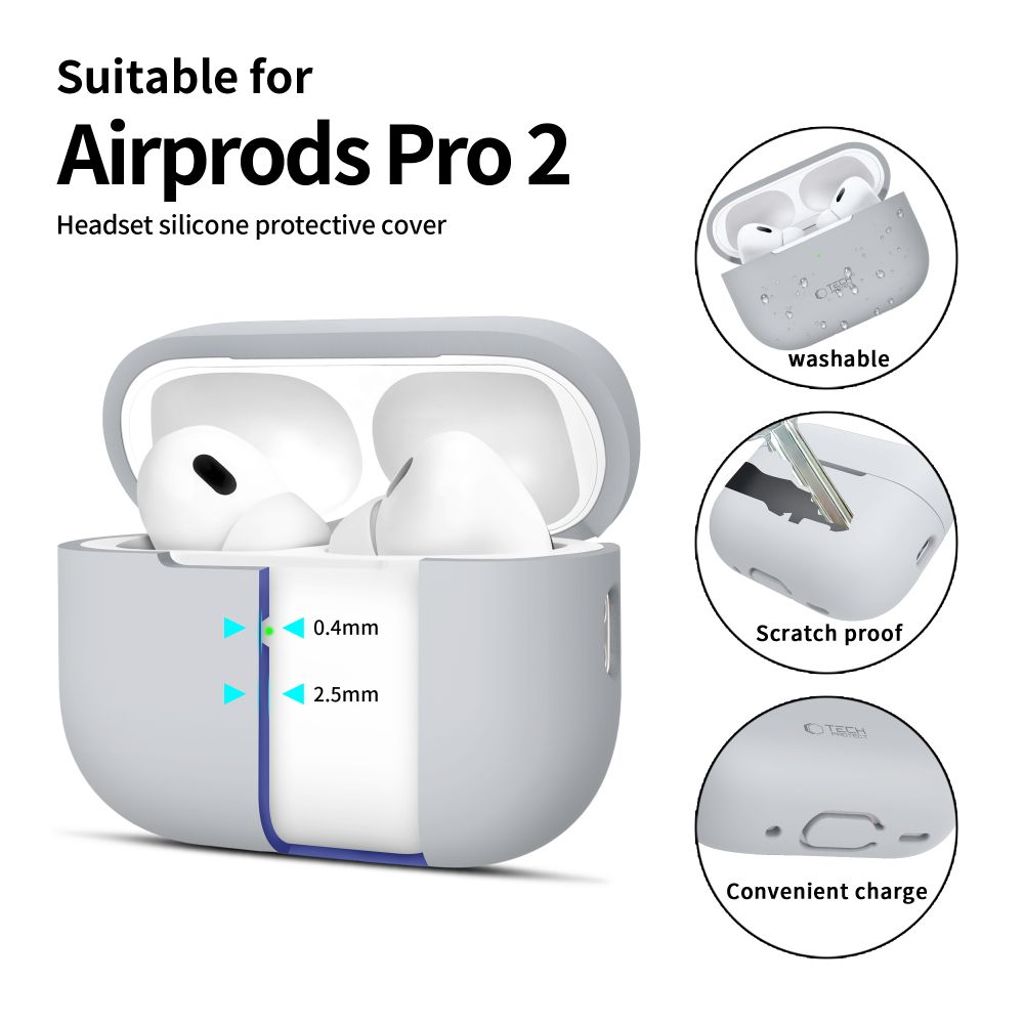 Tech-Protect Silicone Case for AirPods Pro 1 / 2 - Gray