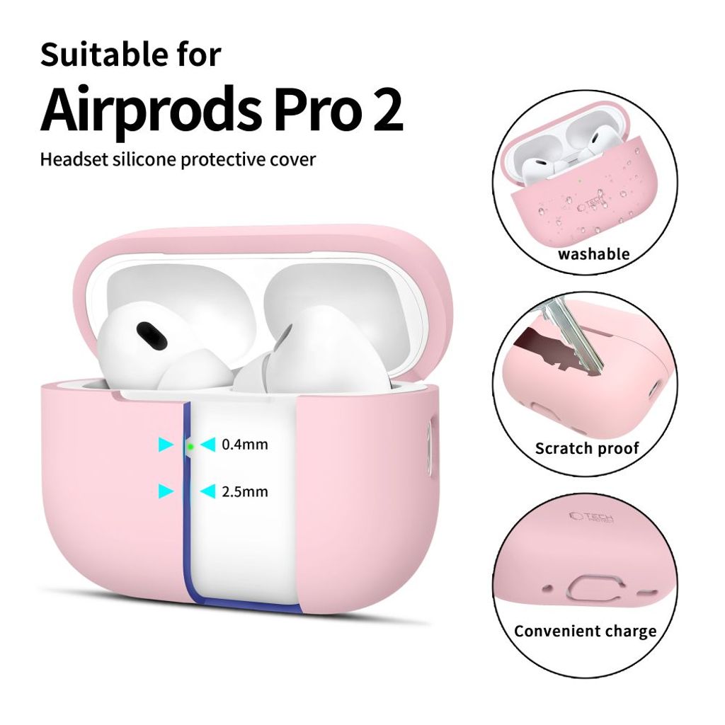 Tech-Protect Silicone Case for AirPods Pro 1 / 2 - Pink