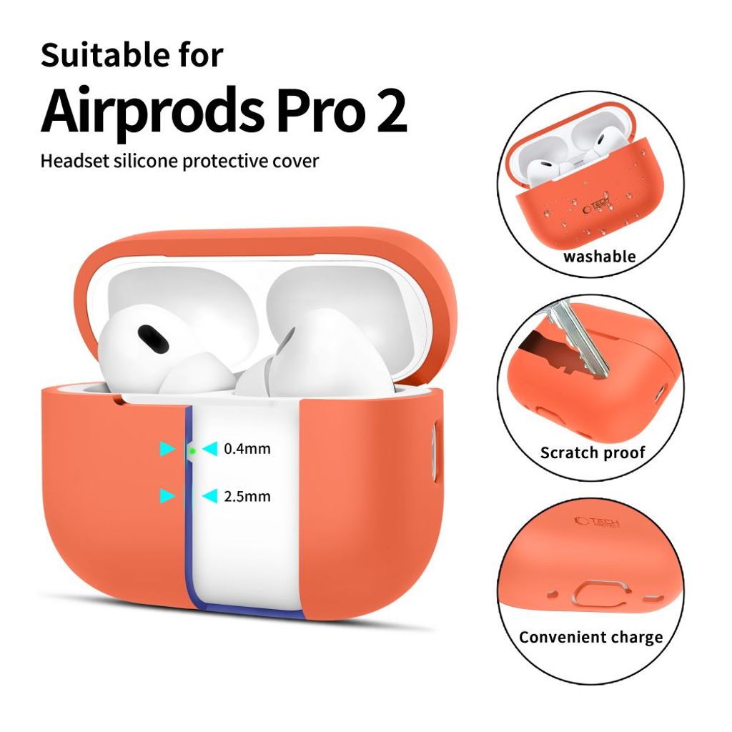 Tech-Protect Silicone Case for AirPods Pro 1 / 2 - Orange