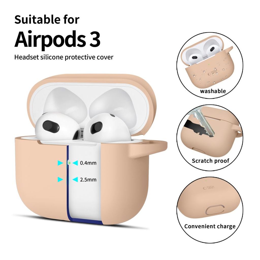Tech-Protect Silicone Hook Case for AirPods 3 - Beige