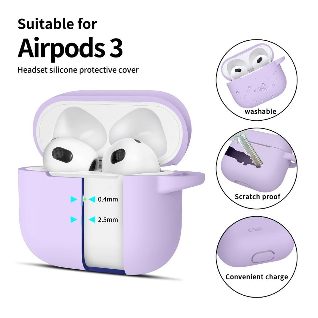 Tech-Protect Silicone Hook Deksel til AirPods 3 - Lilla