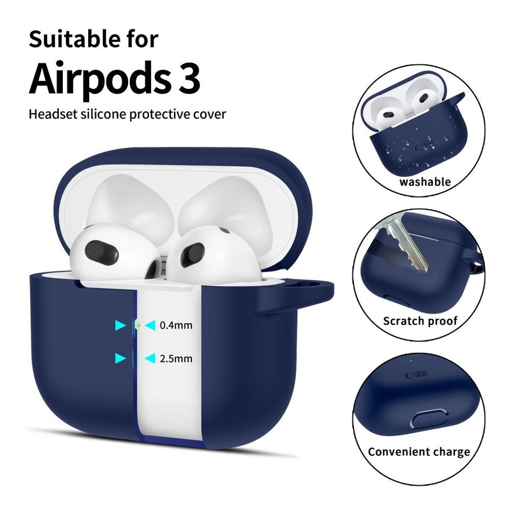 Tech-Protect Silicone Hook Case for AirPods 3 - Blue