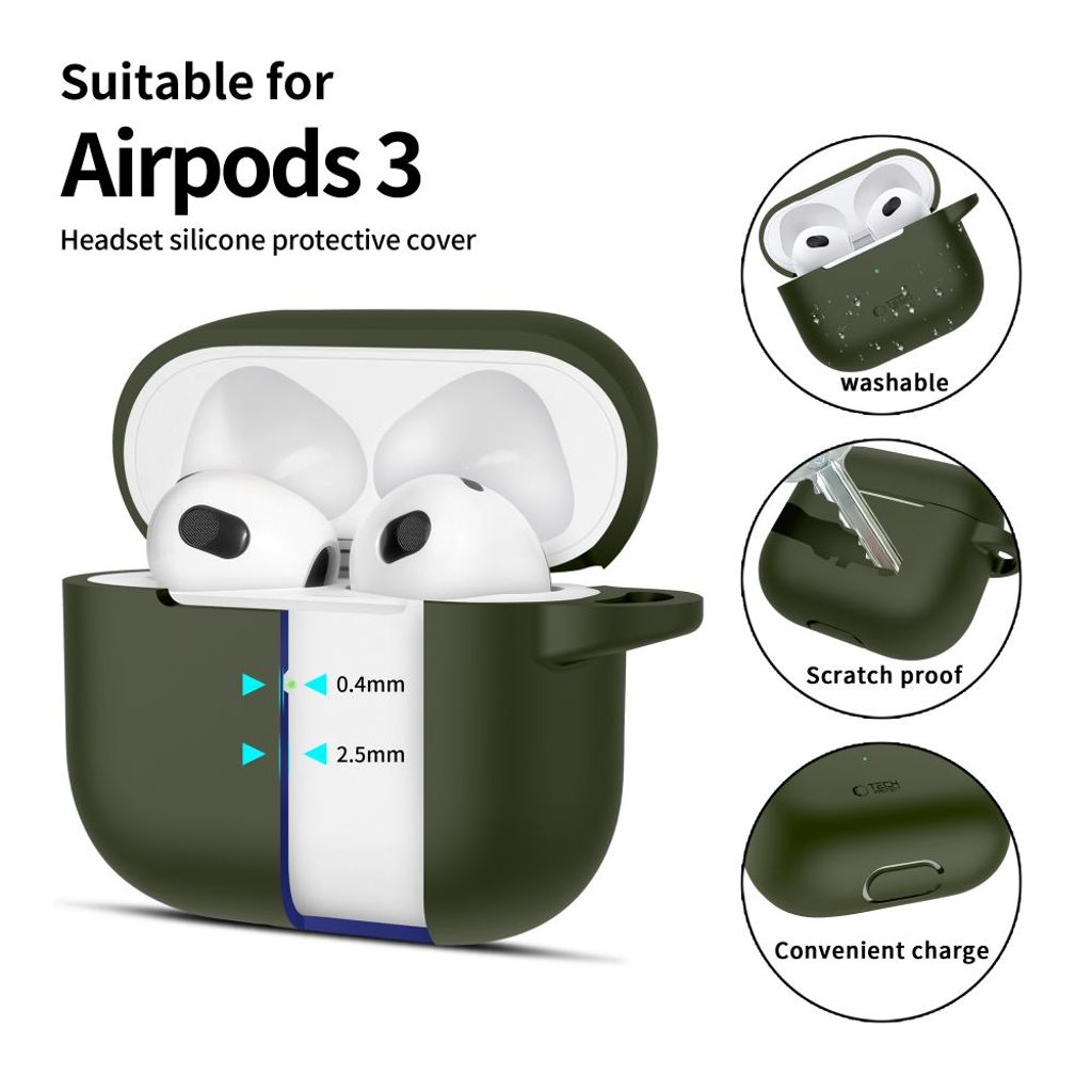Tech-Protect Silicone Hook Case for AirPods 3 - Green