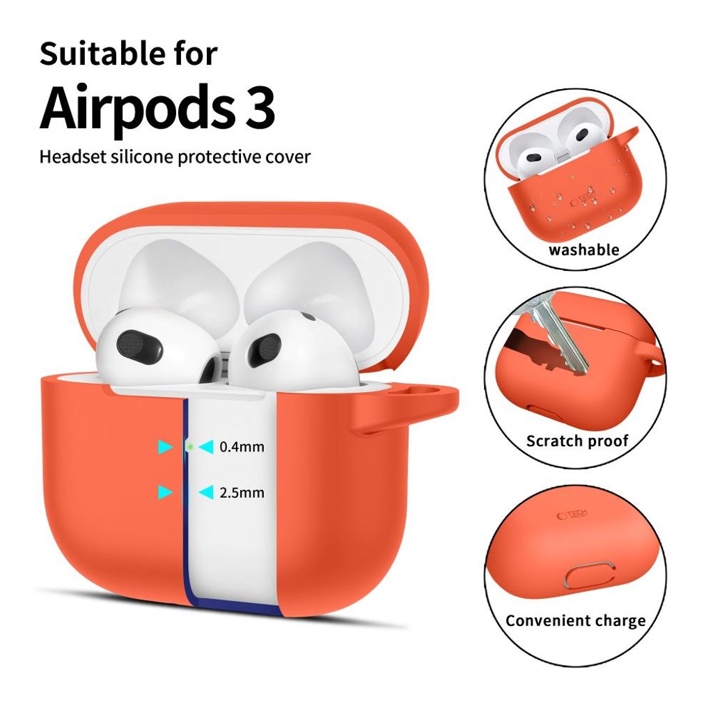 Tech-Protect Silicone Hook Case for AirPods 3 - Orange
