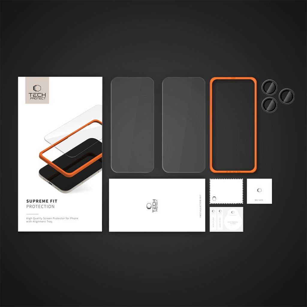 Tech-Protect Supreme Set 3pcs Skjerm & Linsebeskytter til iPhone 16 Pro Max