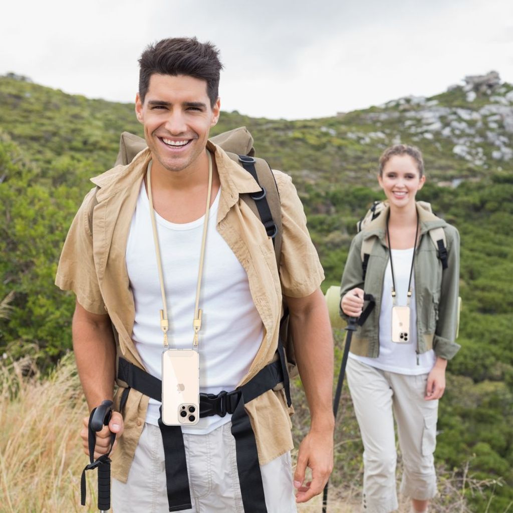 Tech-Protect FlexAir Chain MagSafe Cover + 2 Bærestropper til iPhone 16 - Sort/Taupe