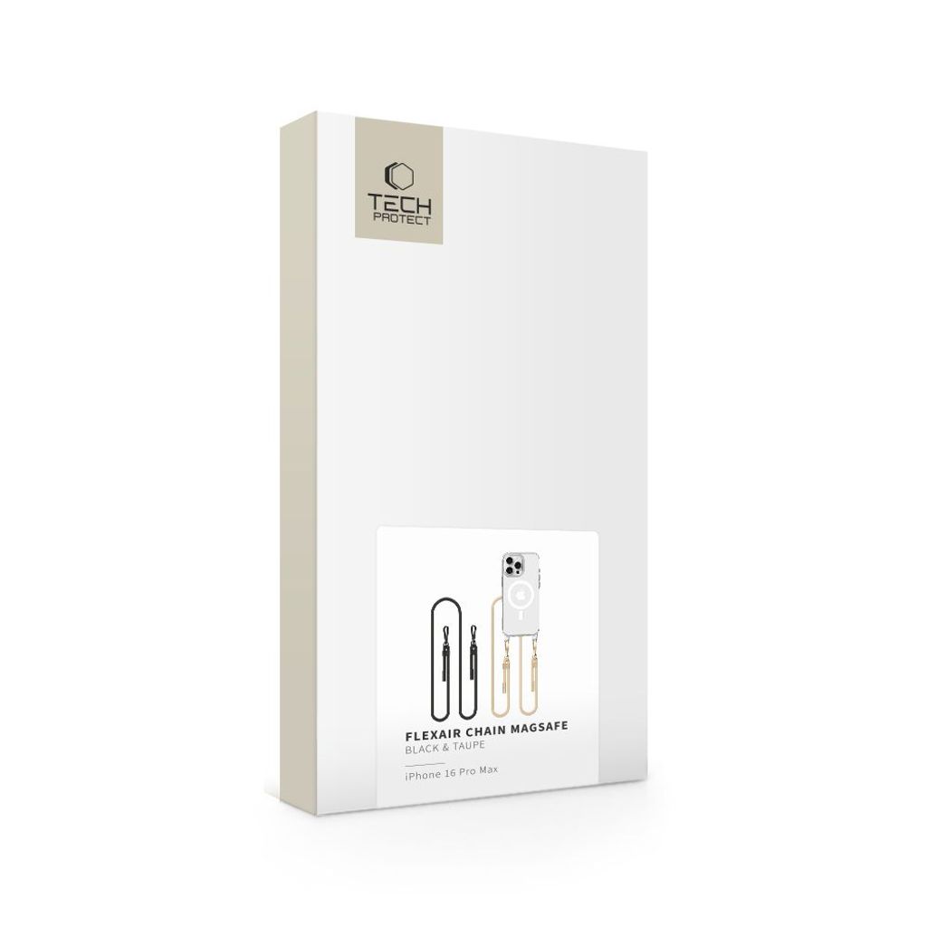 Tech-Protect FlexAir Chain MagSafe Cover + 2 Bærestropper til iPhone 16 Pro Max - Sort/Taupe
