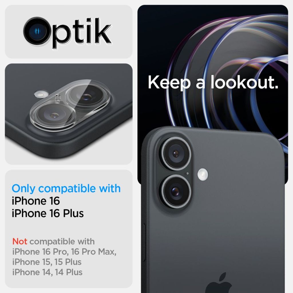 Spigen Optik Glas.tR Linssinsuoja iPhone 16/16 Plus