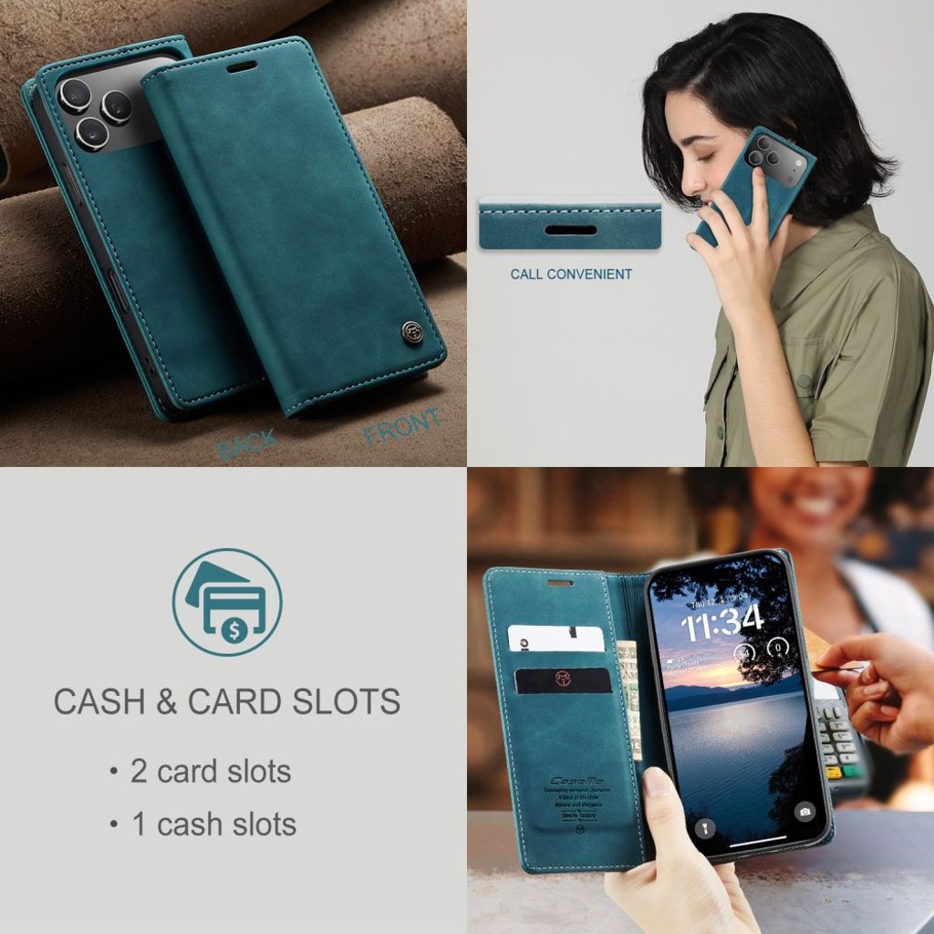 CASEME iPhone Air Pungetui med Kortplads - Blå