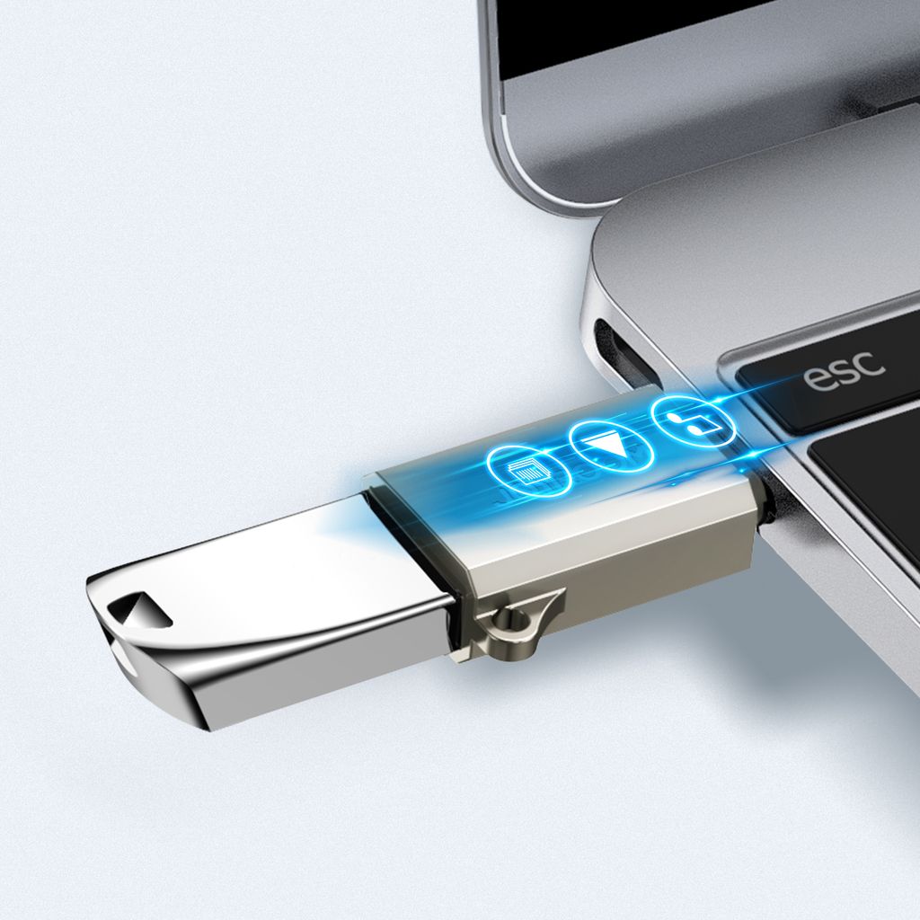 Joyroom S-H151 USB-C til USB-A adapter med nøkkelbånd-øye, sølv