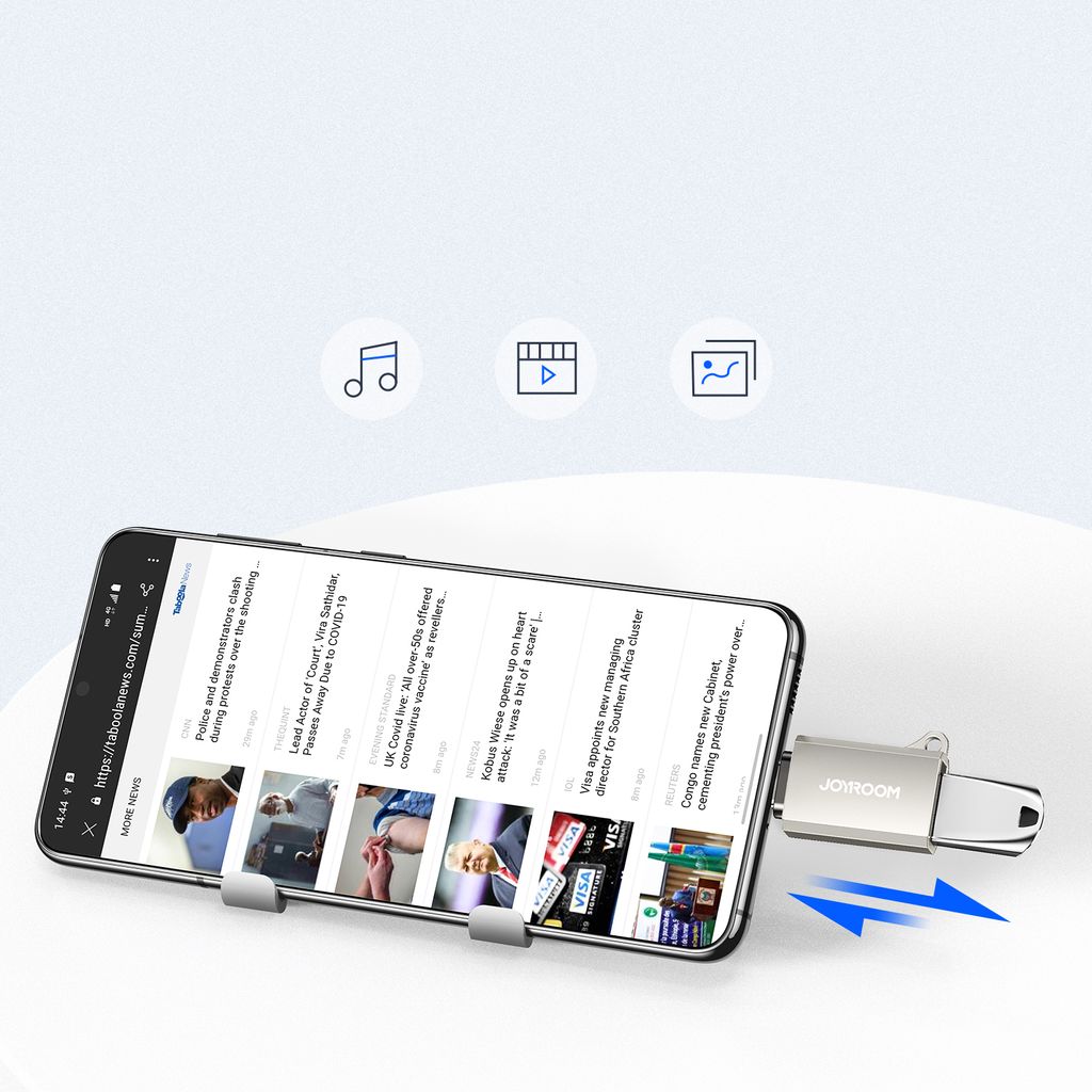 Joyroom S-H151 USB-C til USB-A adapter med nøkkelbånd-øye, sølv