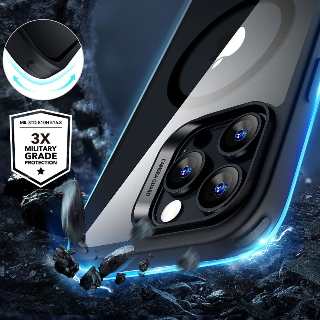 ESR Classic Hybrid Halolock MagSafe Set Cover & Skærmbeskyttelse til iPhone 16 Pro Max - Gennemsigtig/Sort