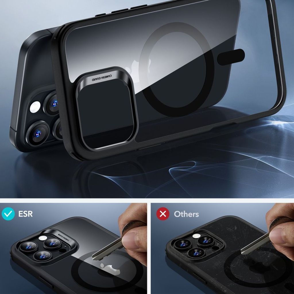 ESR Classic Hybrid Halolock MagSafe Set Cover & Skærmbeskyttelse til iPhone 16 Pro Max - Gennemsigtig/Sort
