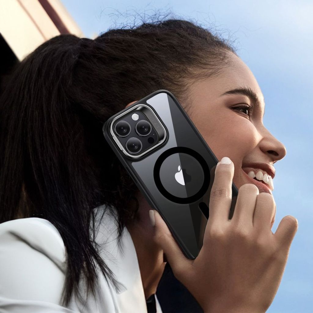 ESR Classic Hybrid Kickstand Halolock MagSafe Set Cover & Skærmbeskyttelse til iPhone 16 Pro Max - Gennemsigtig/Sort