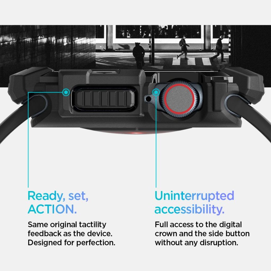 Spigen Rugged Armor Deksel til Apple Watch 10 (42mm) - Svart