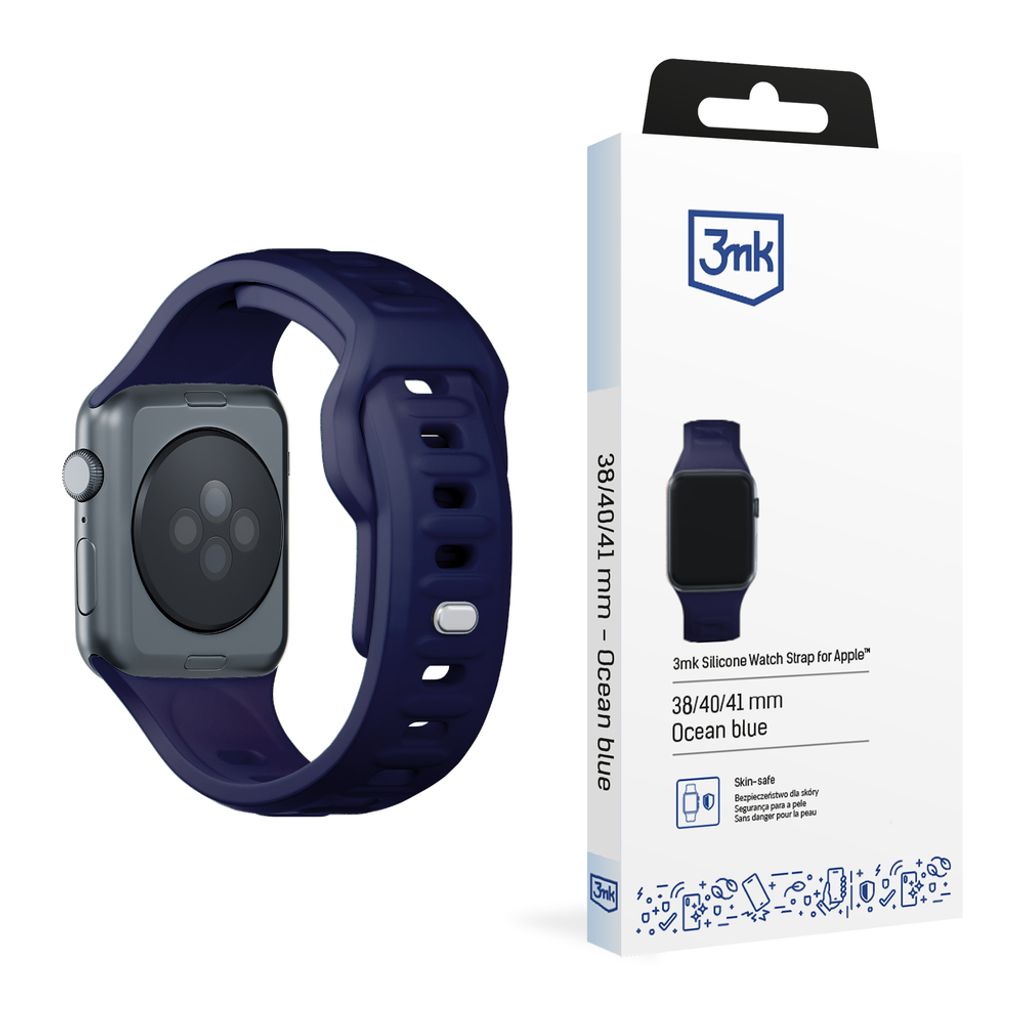 3mk Silikon Kockarmband till Apple Watch 38/40/41mm - Blå