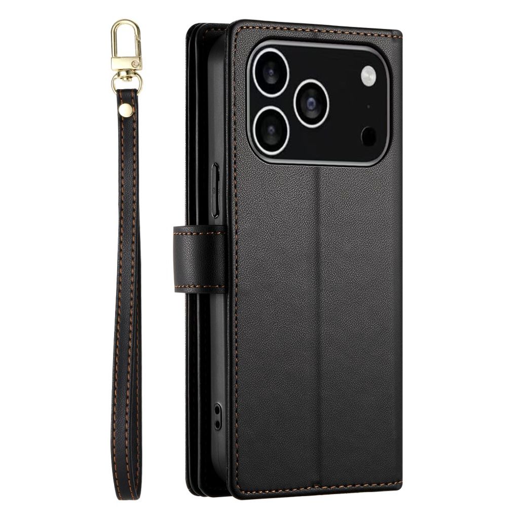iPhone 17 Pro Plånboksfodral med Bärrem - Svart