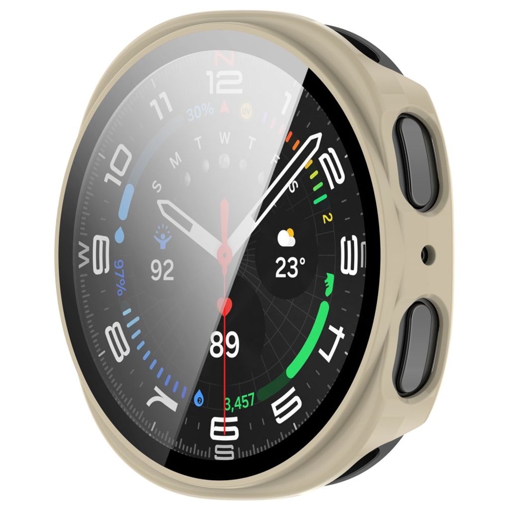 Samsung Galaxy Watch9 44mm Deksel med skjermbeskytter i glass - Hvit