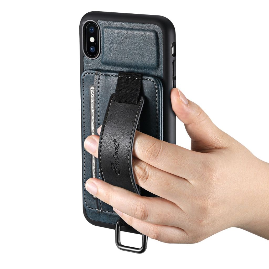 SUTENI iPhone XS Max Cover med Kortholder og Stativ – Blå