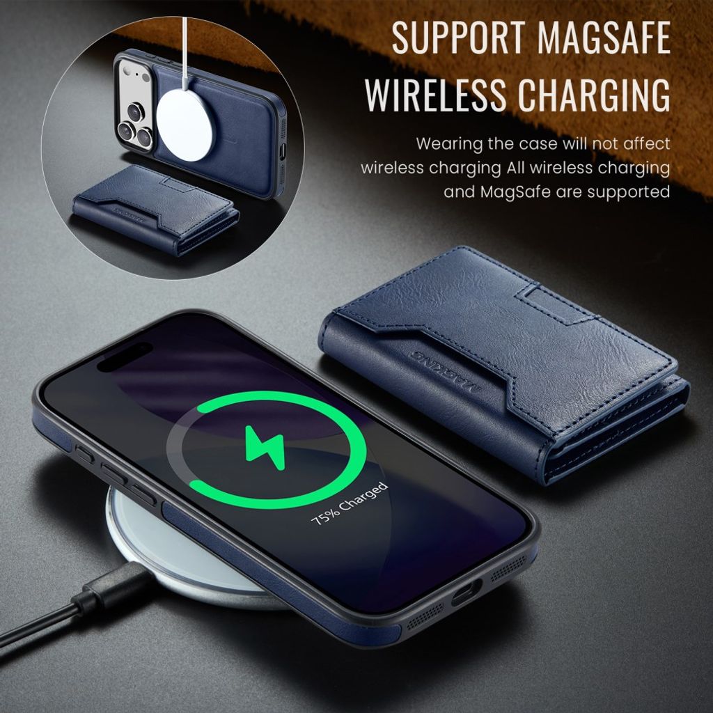 MAGKING iPhone 18 Pro Max/17 Pro Max MagSafe Kuori irrotettavalla lompakolla - Sininen