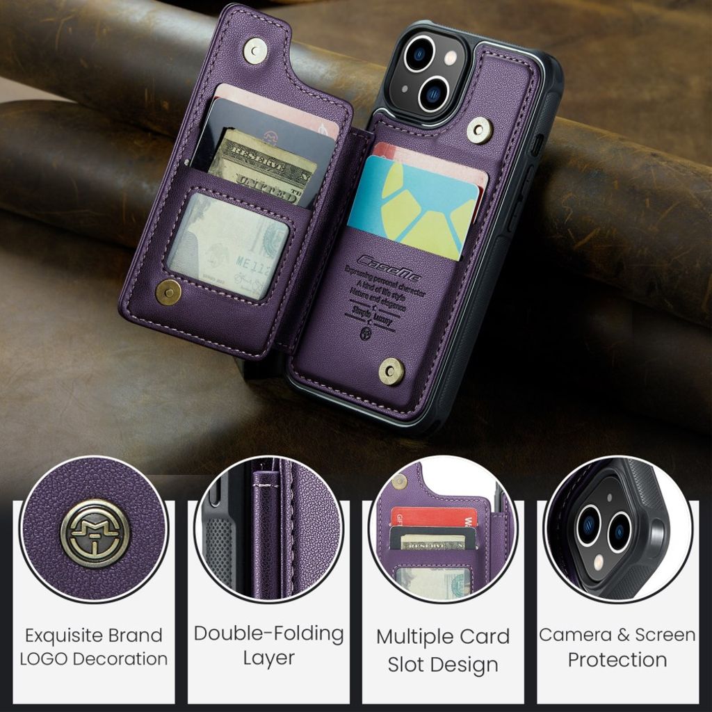 iPhone 13 Lompakkokuori CASEME C22 RFID-estävä - Violetti