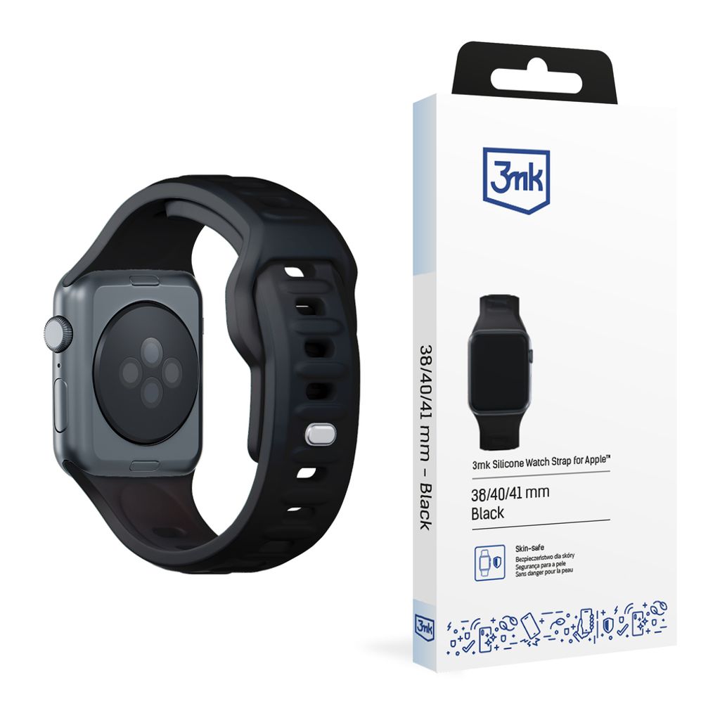 3mk Silikoni Kellonranneke Apple Watch 38/40/41mm  - Musta