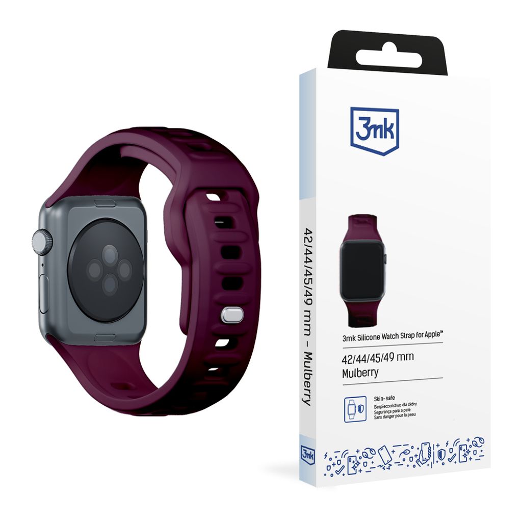 3mk Silikoni Kellonranneke Apple Watch 42/44/45/49mm - Burgundi