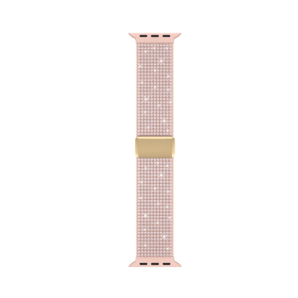 Apple Watch 42/41/40/38mm Klockarmband i Nylon med Strass - Rosa