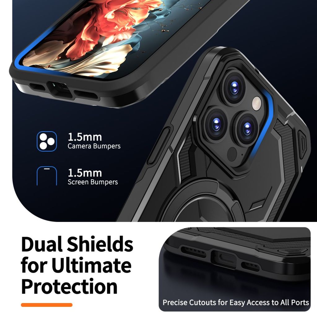 iPhone 15 Pro Max Kuori Sormuksenpidike - Musta