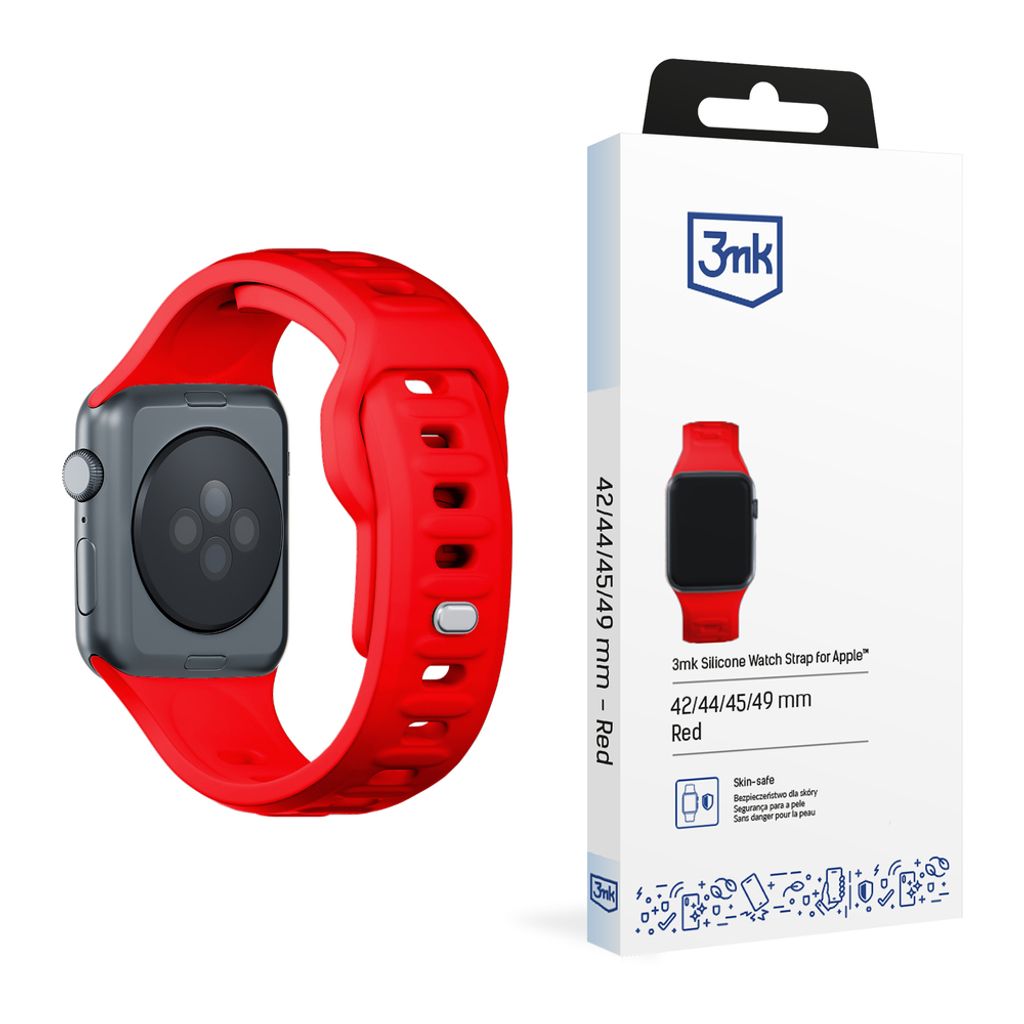 3mk Silikoni Kellonranneke Apple Watch 42/44/45/49mm - Punainen