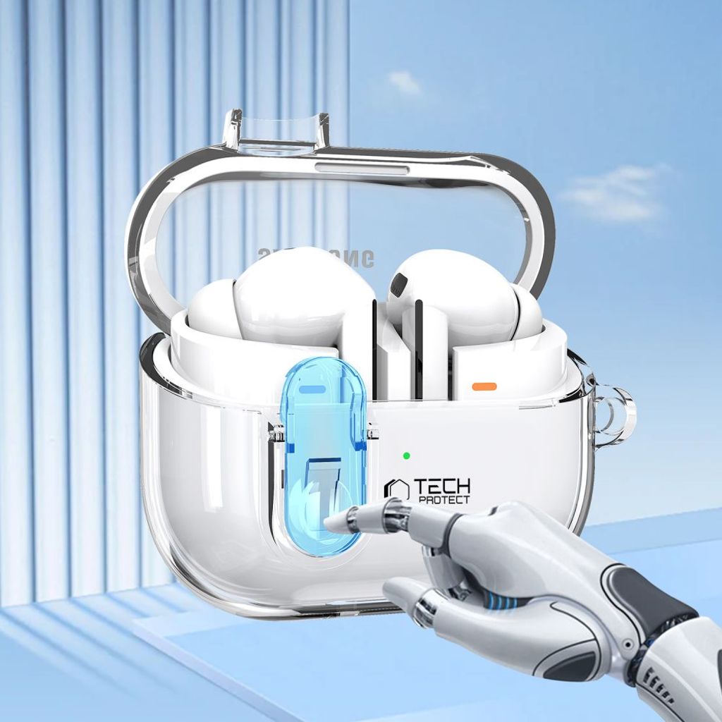 Tech-Protect FlexAir with Carabiner Cover til Samsung Galaxy Buds 3/3 Pro - Gennemsigtig