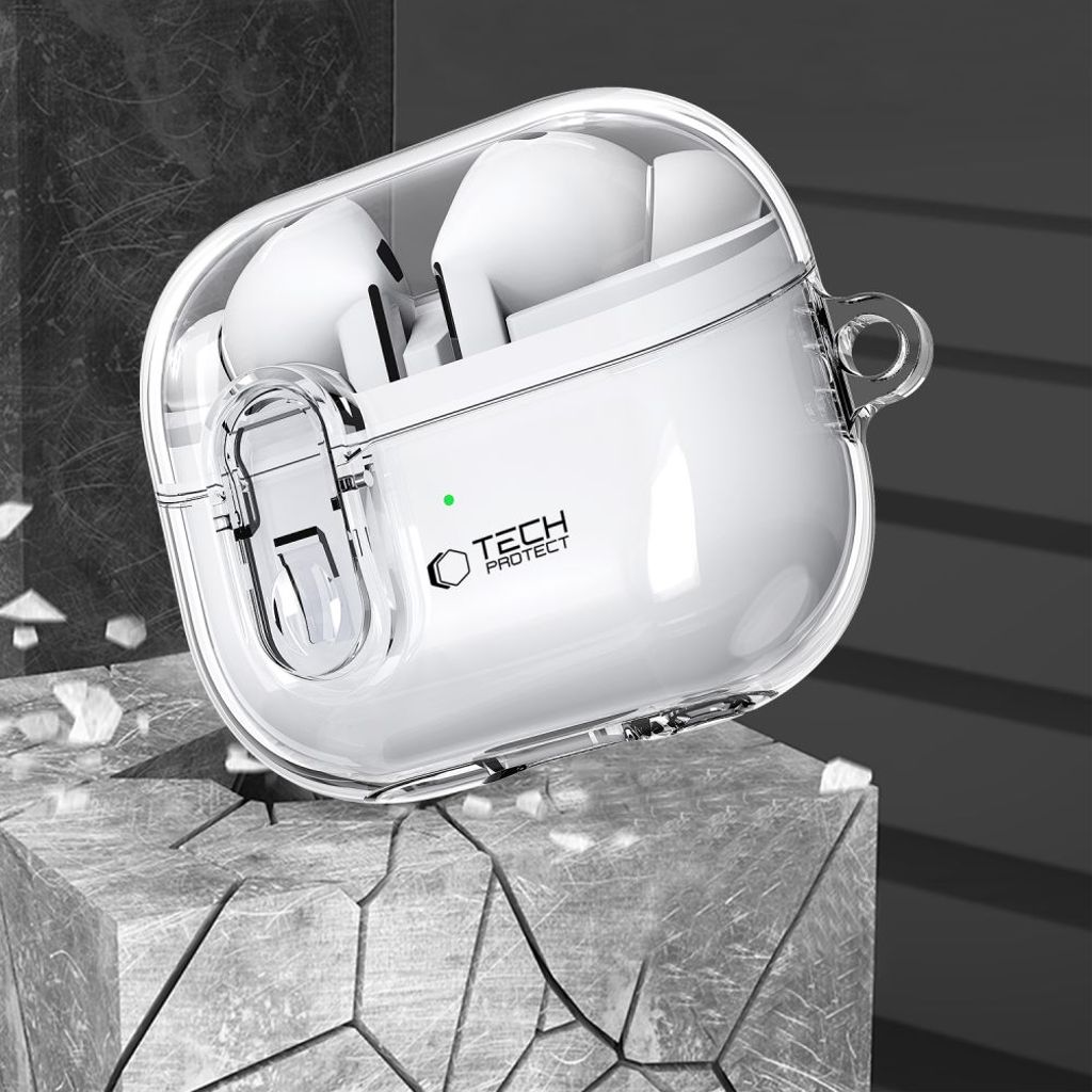 Tech-Protect FlexAir with Carabiner Cover til Samsung Galaxy Buds 3/3 Pro - Gennemsigtig