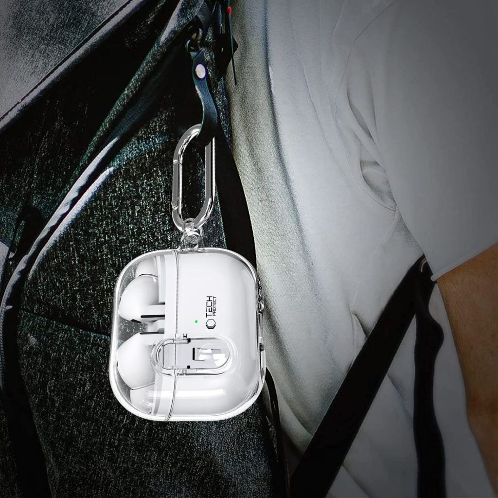 Tech-Protect FlexAir with Carabiner Cover til Samsung Galaxy Buds 3/3 Pro - Gennemsigtig