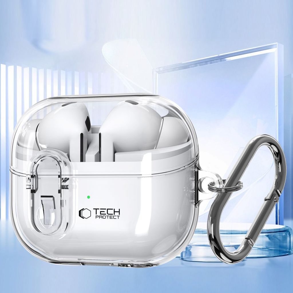 Tech-Protect FlexAir with Carabiner Cover til Samsung Galaxy Buds 3/3 Pro - Gennemsigtig