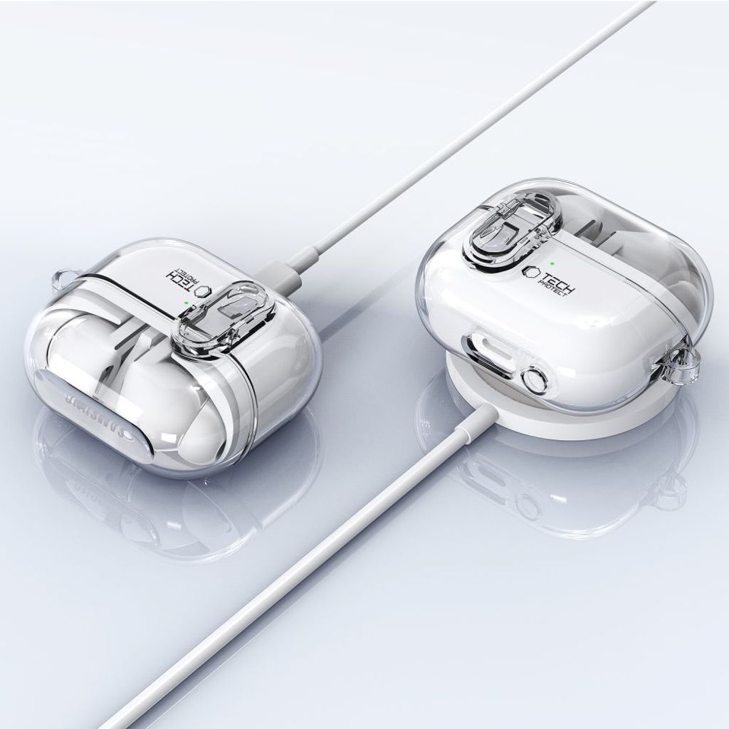 Tech-Protect FlexAir with Carabiner Cover til Samsung Galaxy Buds 3/3 Pro - Gennemsigtig