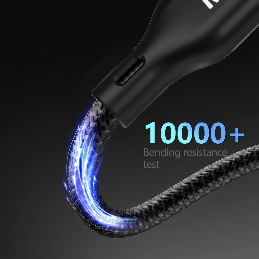 Dudao A12Max+ PD 100W 3-i-1 opladerkabel til Apple Watch/iPhone/USB-C - Sort, 1,2 m