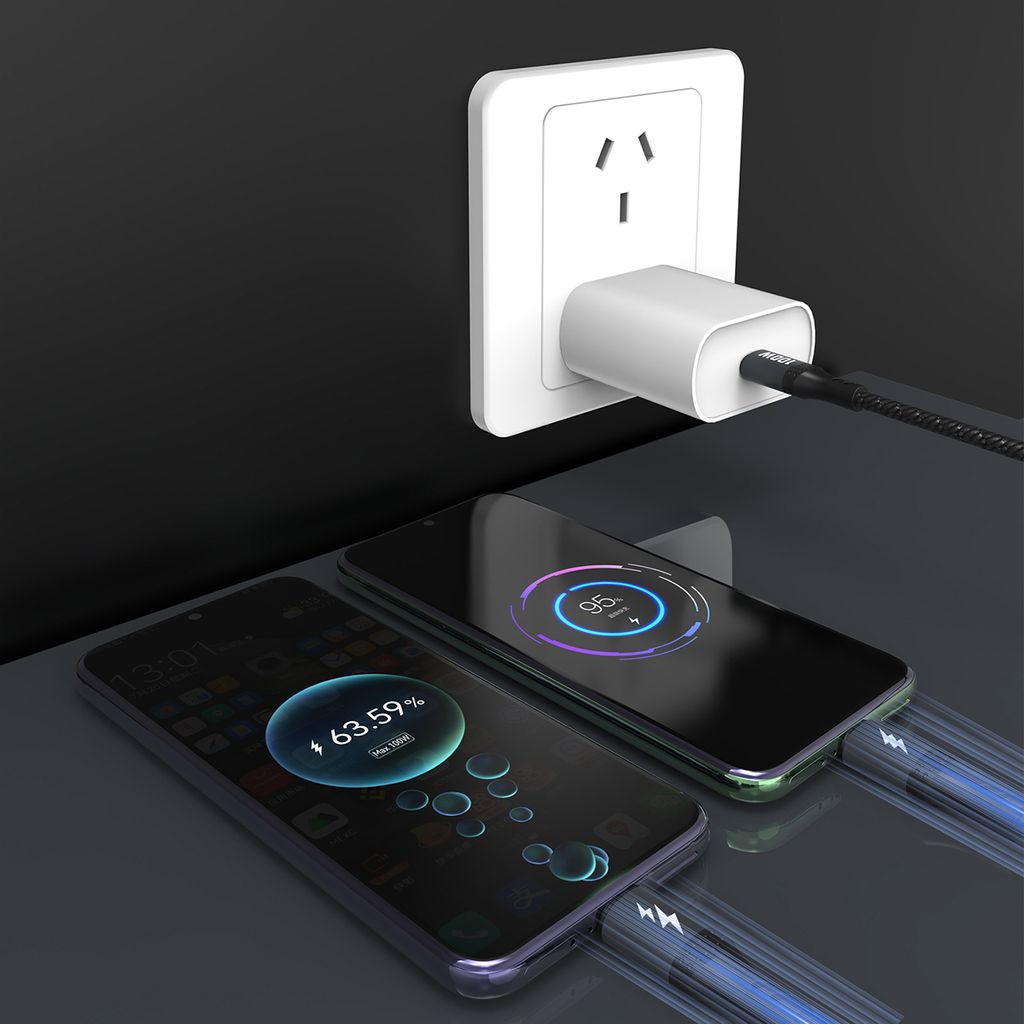 Dudao L3F 2in1 kabel 100W 1.2m 2x USB-C - sort