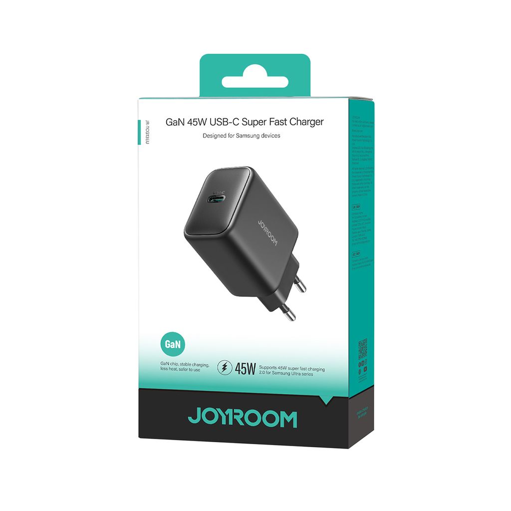 Joyroom JR-TCG13 45W GaN vegglader for Samsung Ultra – svart
