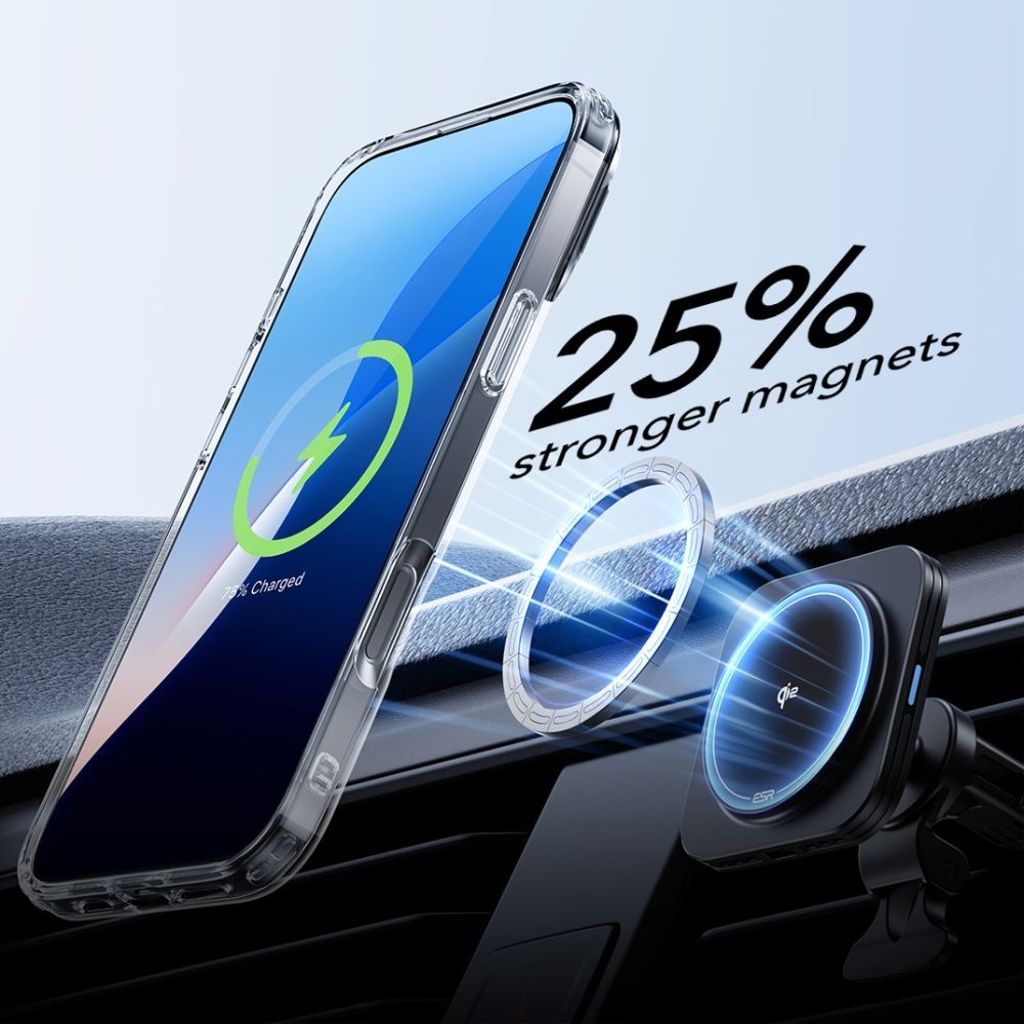 ESR Classic Hybrid Kickstand Halolock MagSafe Set Cover & Skærmbeskyttelse til iPhone 16 - Gennemsigtig