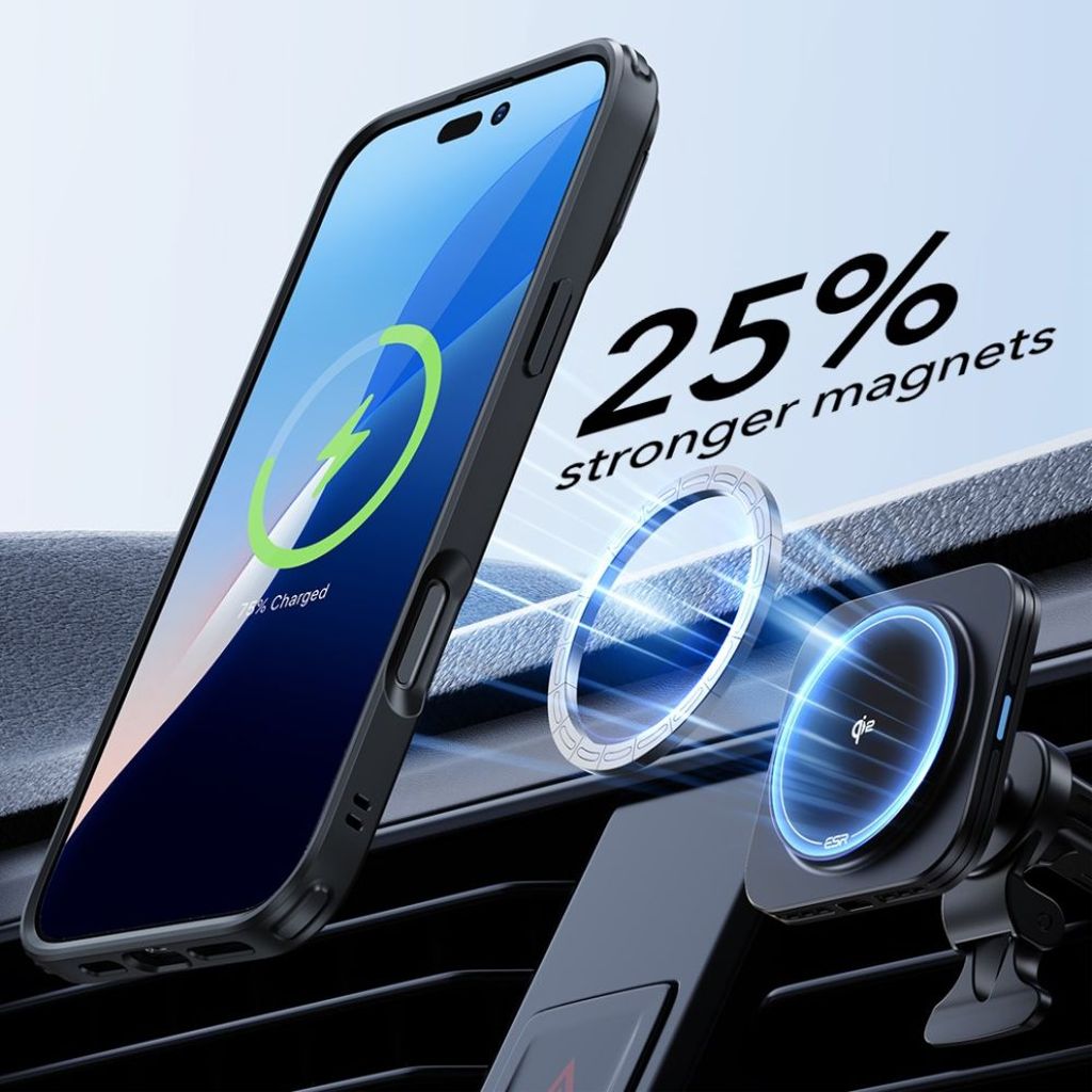 ESR Classic Hybrid Kickstand Halolock MagSafe Set Cover & Skærmbeskyttelse til iPhone 16 - Sort