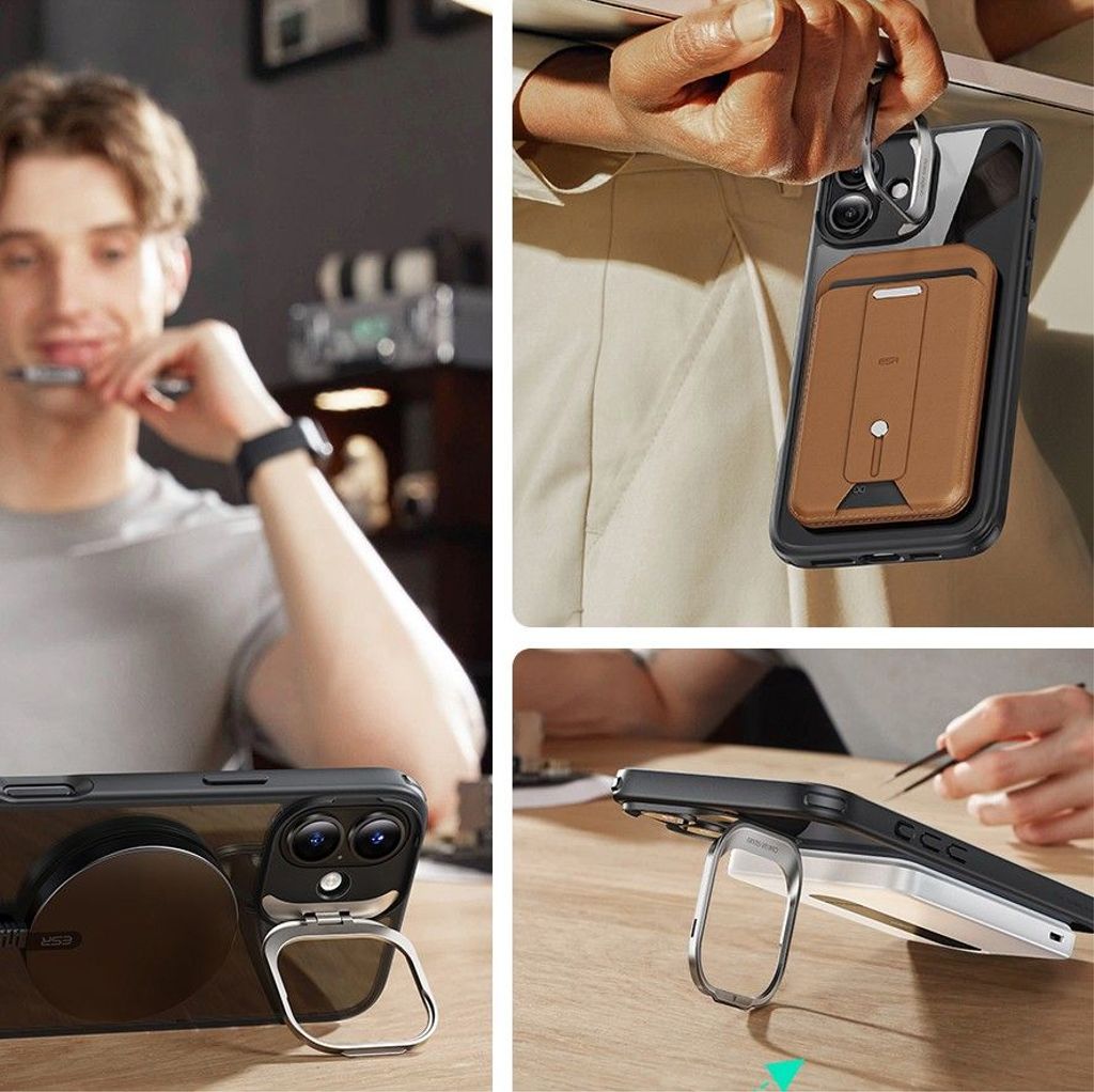 ESR Classic Hybrid Kickstand Halolock MagSafe Set Cover & Skærmbeskyttelse til iPhone 16 - Sort