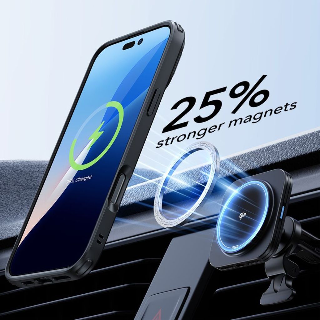 ESR Classic Hybrid Kickstand Halolock MagSafe Set Cover & Skærmbeskyttelse til iPhone 16 - Sort