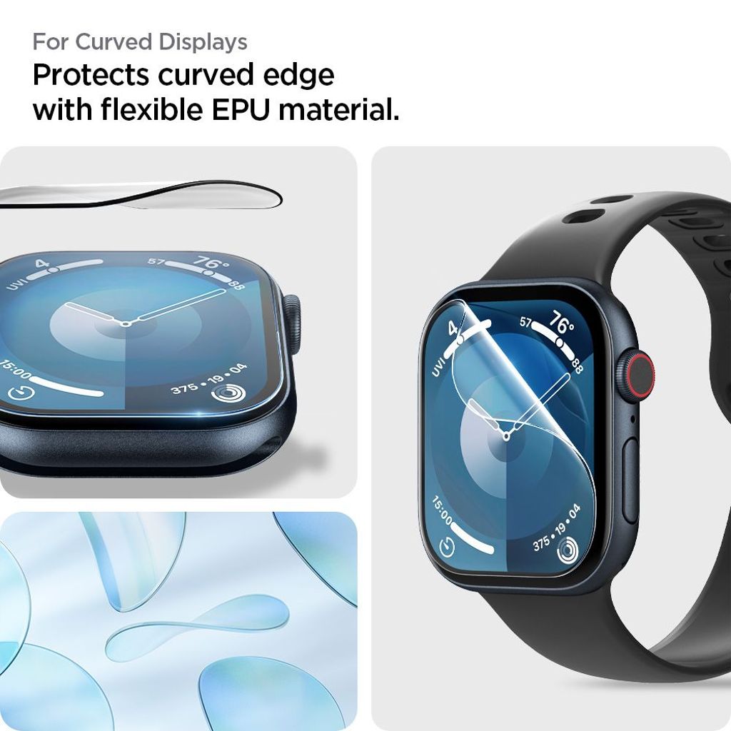 Spigen Elite Shield "EZ FIT" Skjermbeskytter til Apple Watch 10 (42mm), 2-pakning
