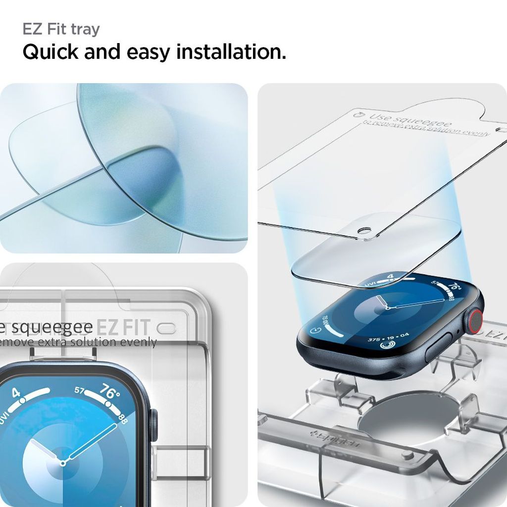 Spigen Elite Shield "EZ FIT" Skjermbeskytter til Apple Watch 10 (42mm), 2-pakning