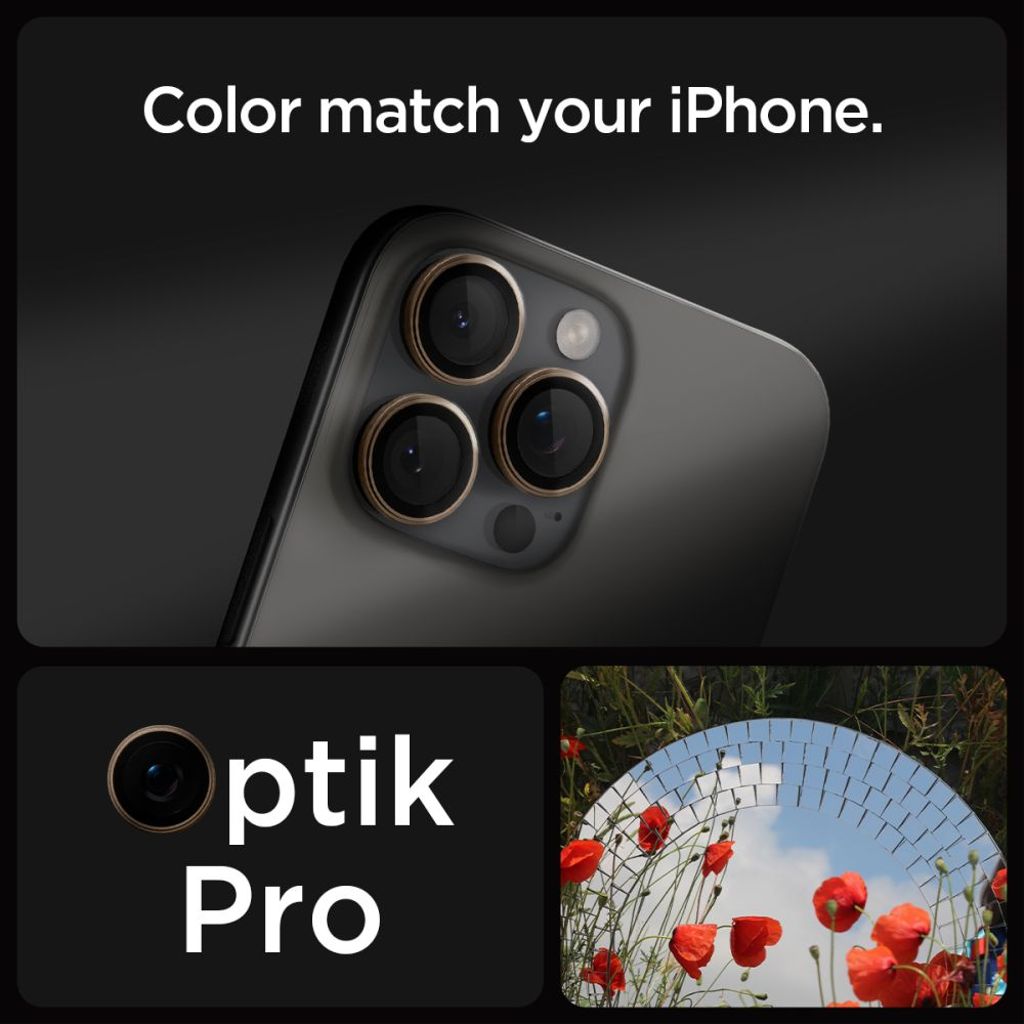 Spigen Optik Pro GLAS.TR "Ez Fit" Linsebeskytter til iPhone 16 Pro/Pro Max