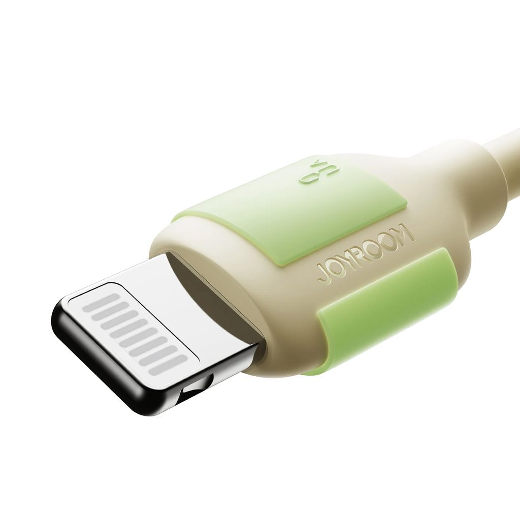 Joyroom S-A53 3A USB-A kabel til Lightning – 2m – Beige med fluorescerende tip