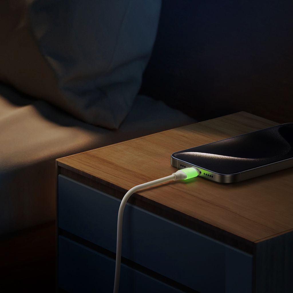 Joyroom S-A53 60W USB-C kabel – USB-C til USB-C, fluorescerende tip, 2 m, beige