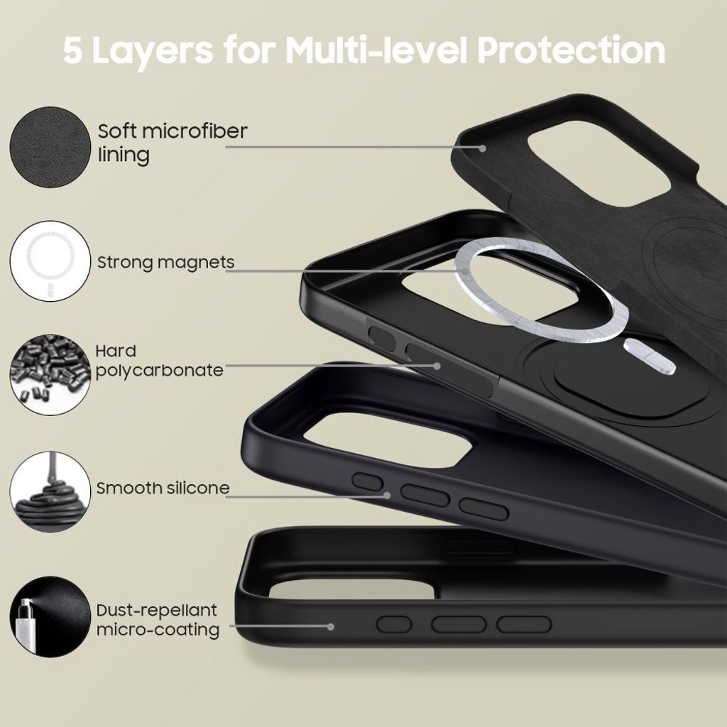 Tech-Protect Silicone MagSafe Cover til iPhone 16 Pro Max - Sort