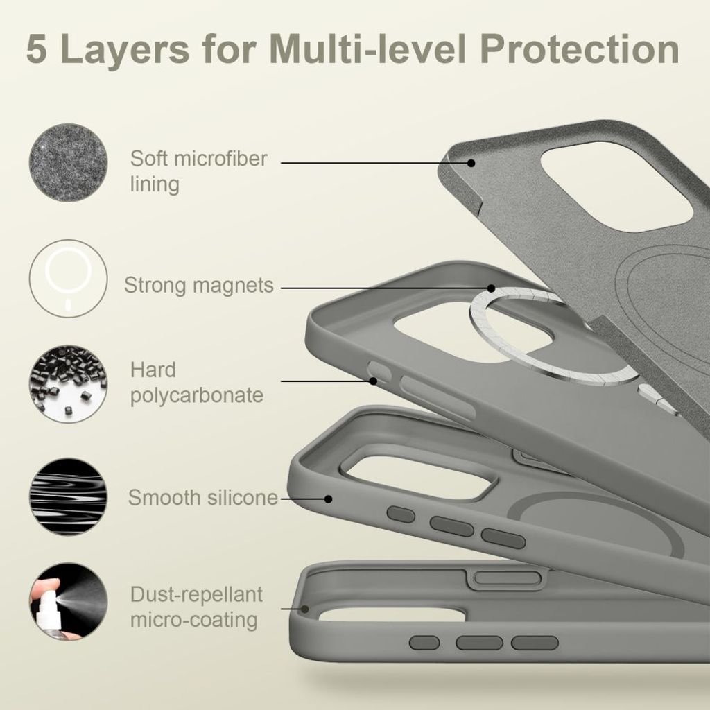 Tech-Protect Silicone MagSafe Deksel til iPhone 16 Pro Max - Grå